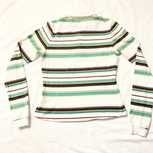 LE TIGRE I Polo Top Long Sleeve Large Striped NWOT - Picture 3 of 9